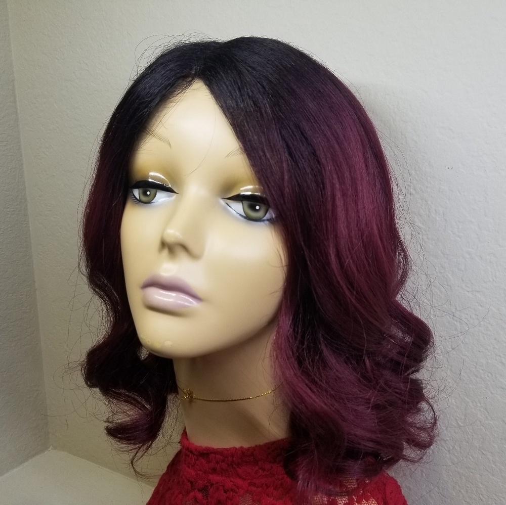 Burgundy and black colored Wig